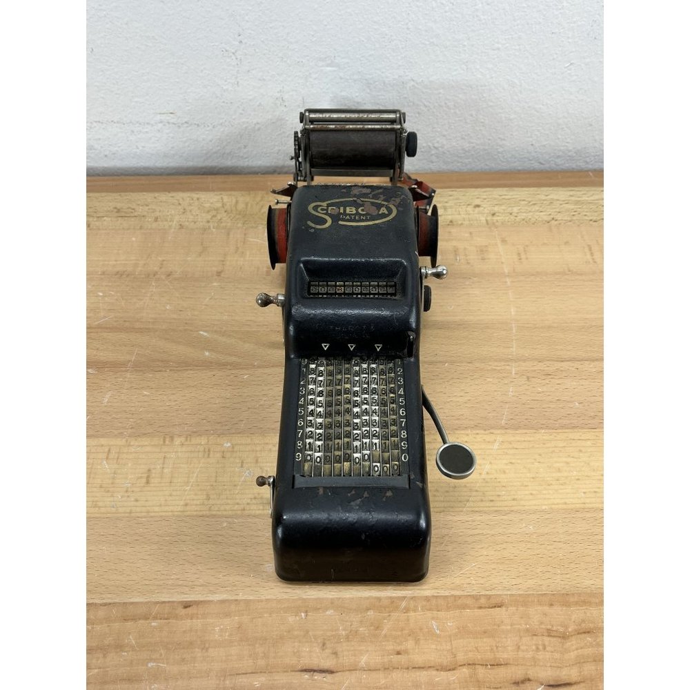 ANTIQUE GERMAN PORTABLE MECHANICAL CALCULATOR SLIDE ADDER TRONCET SCRIBOLA 1920